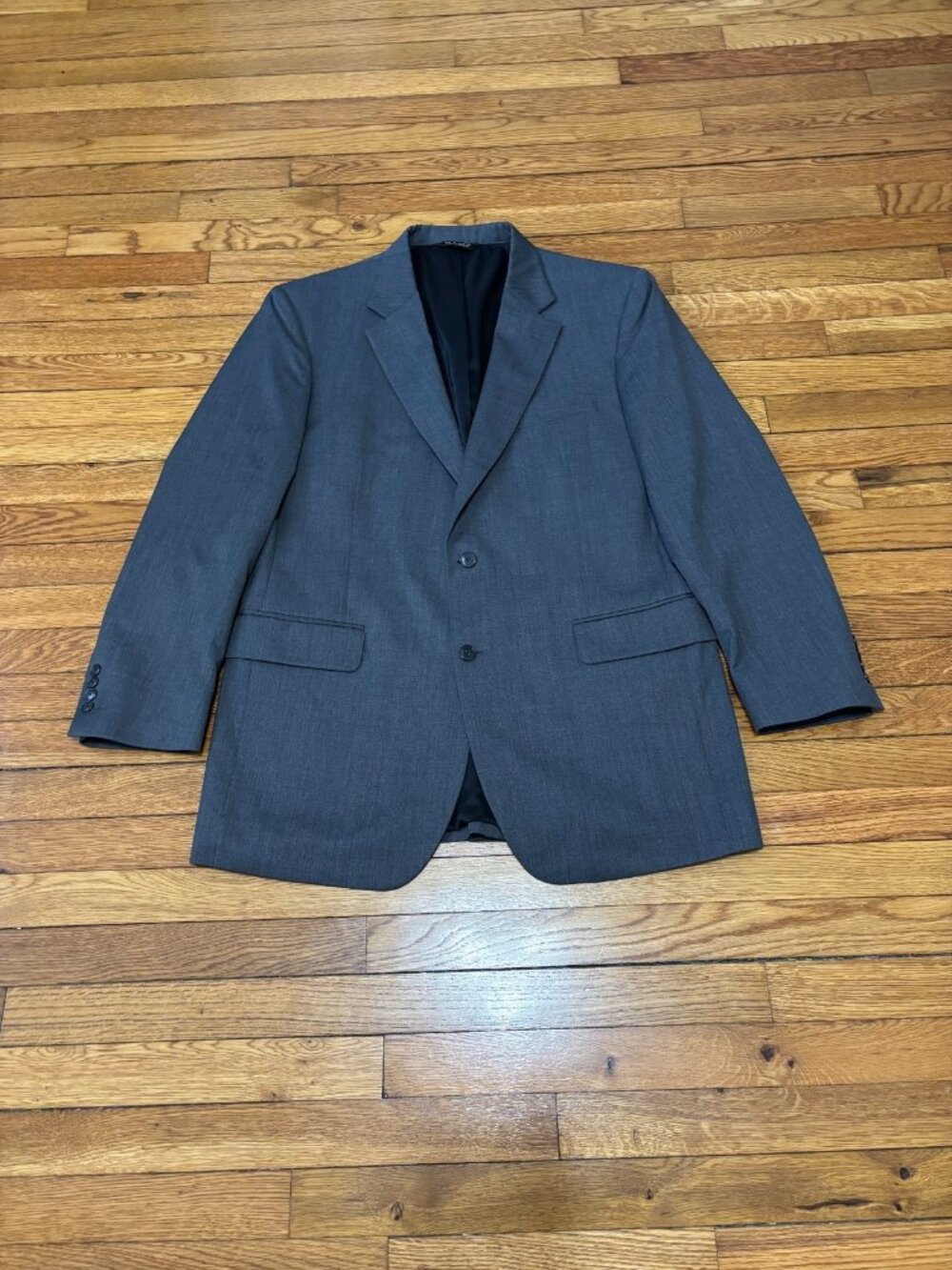Jos. A. Bank Mens Blazer Jacket 100% Wool 2 Button Sport Coat 43L Gray Solid